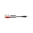 Cable audio 2 RCA M /Jack 3,5 mm M conectores. Ba&ntilde;o oro 2 m.
